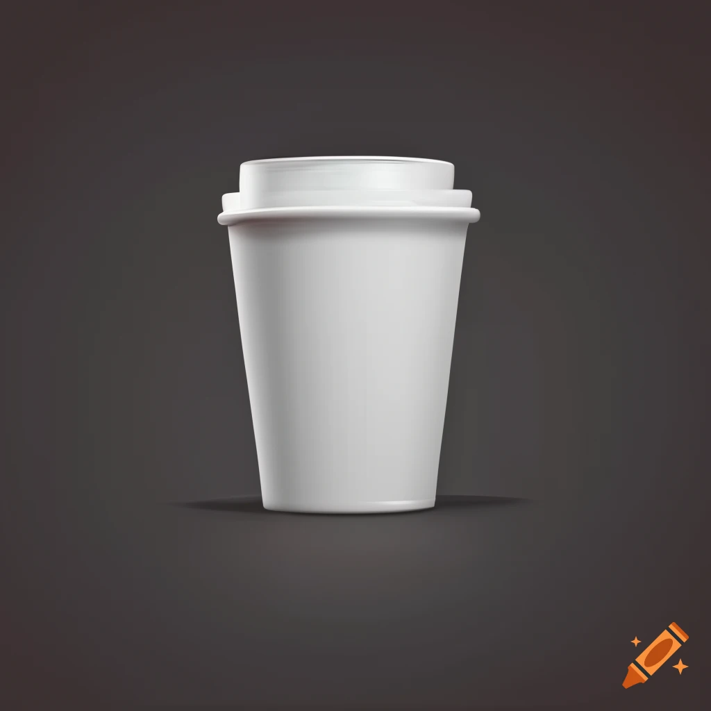 minimalist digital art of a white coffee cup on black background