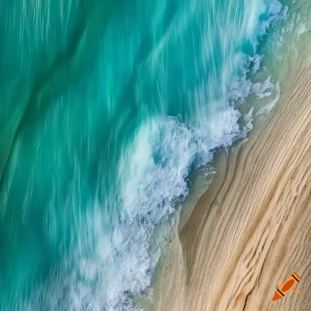 ocean wave crashing on wood grain background