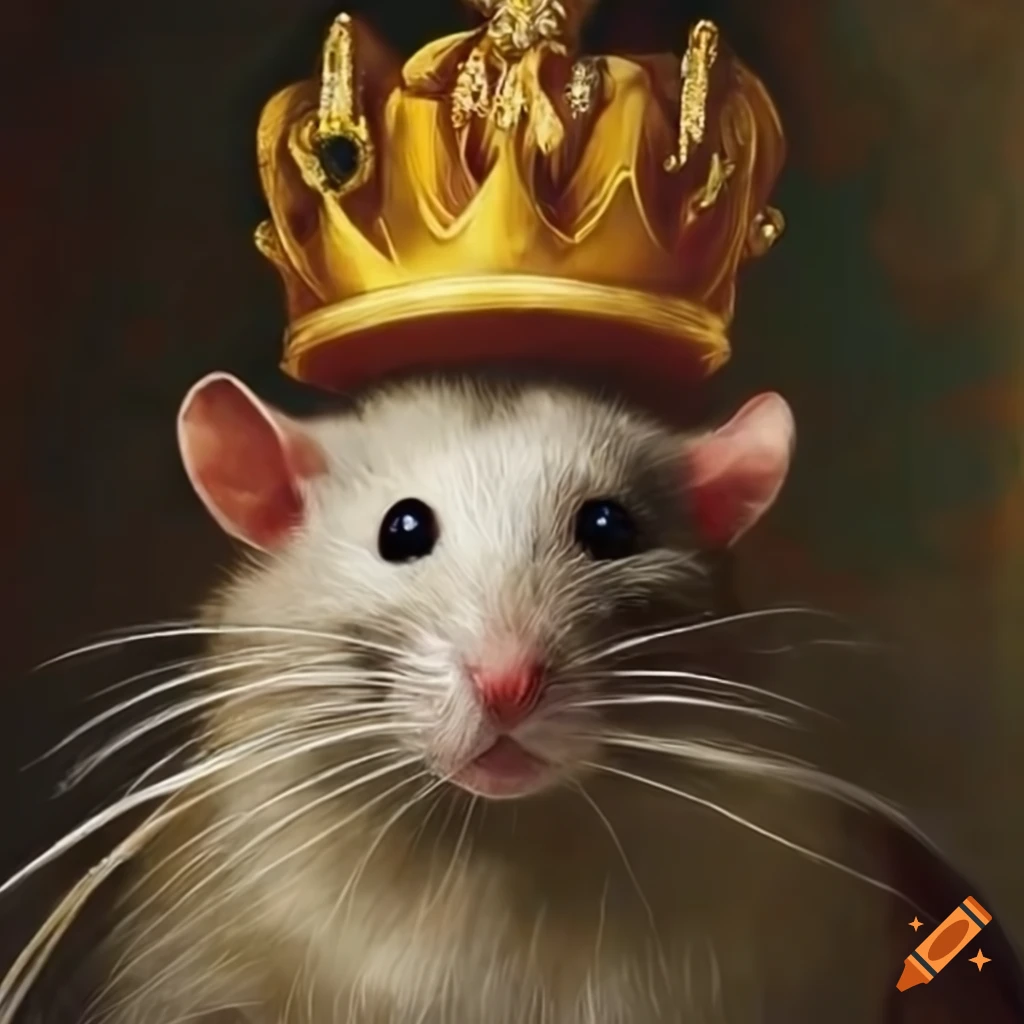 Rat King Wearing a Medieval Robe and Royal Crown in Renaissance Portrait  Digital Art | Sticker