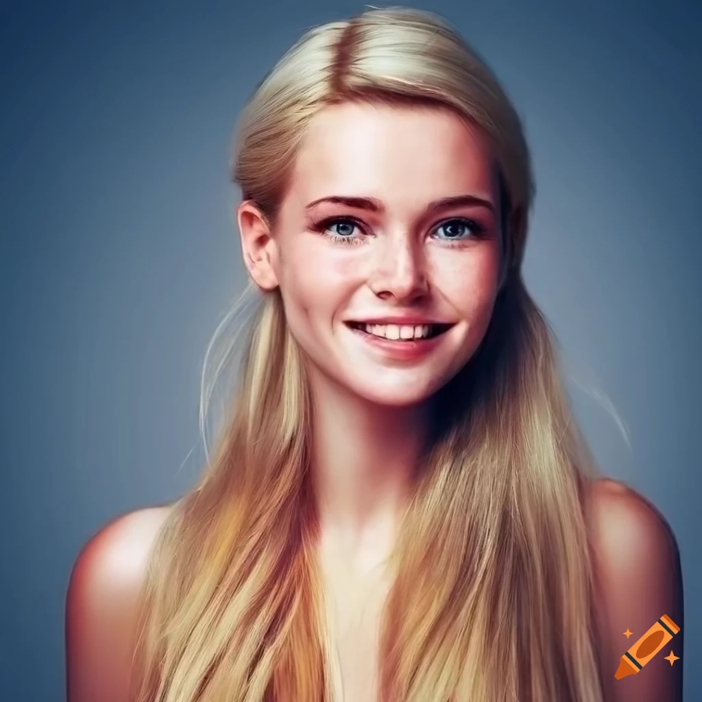 portrait of a beautiful young woman with freckles and blonde hair