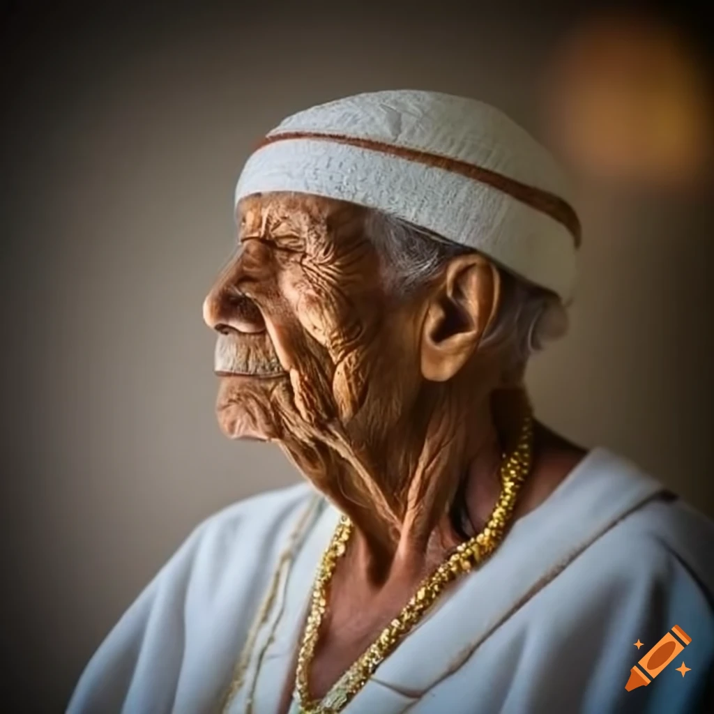 realistic photo of an elderly person in profile