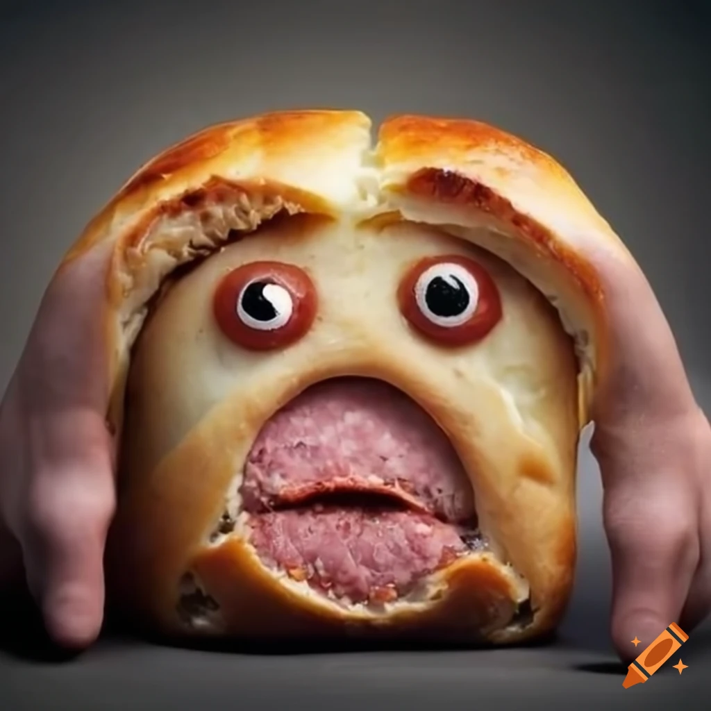 Funny Sausage Roll With A Face And Hands On Craiyon 