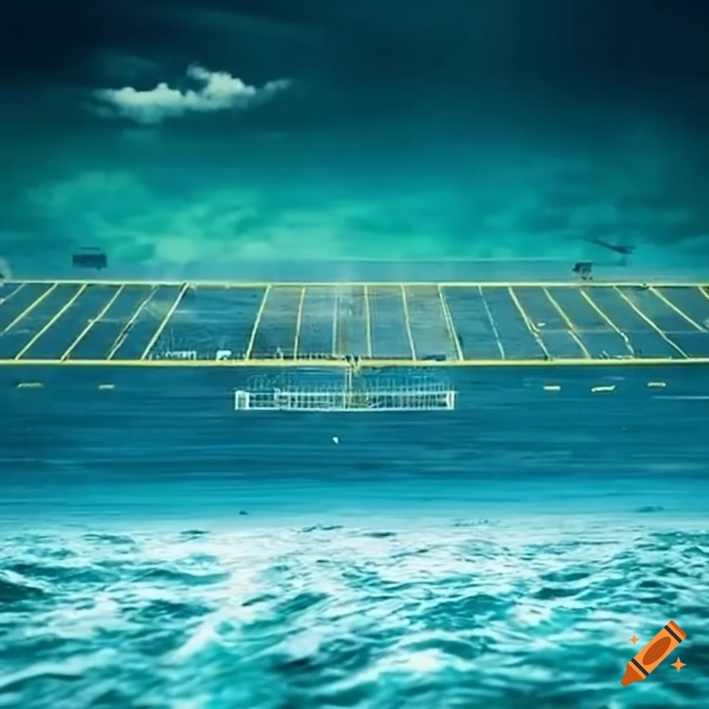Ocean submerged american football field on Craiyon