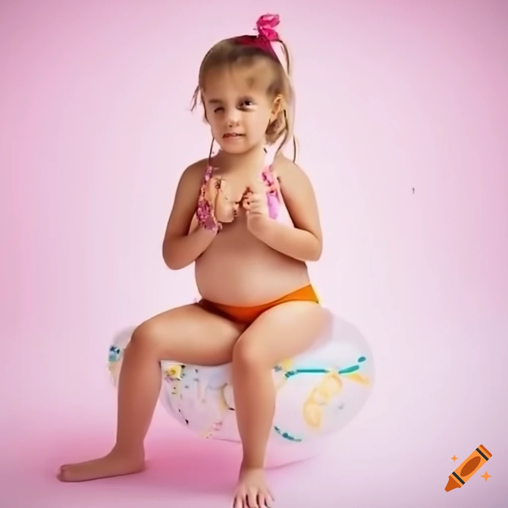 little girl sitting on a balloon