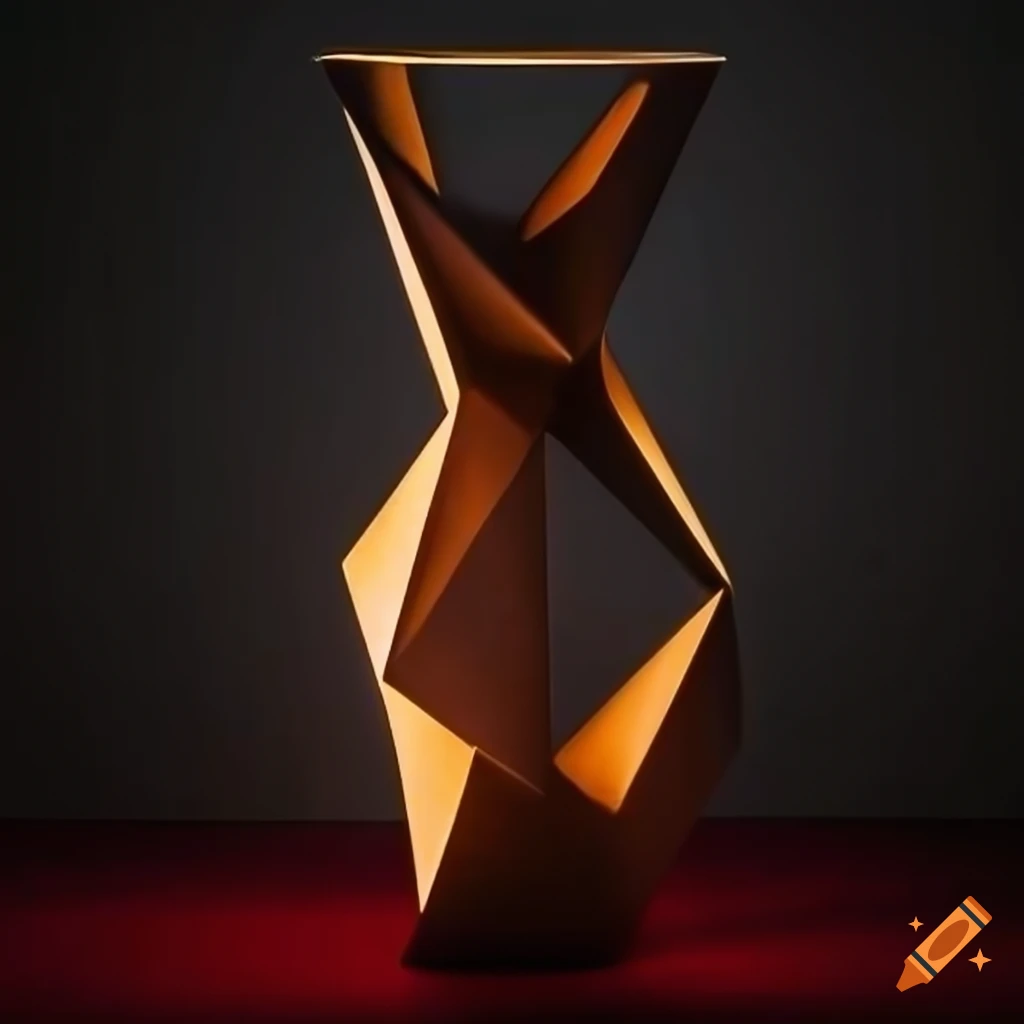 geometric vase with dramatic lighting