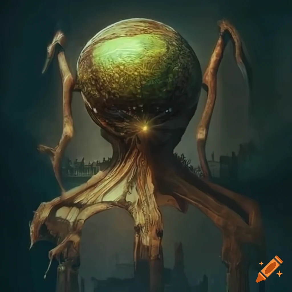 futuristic depiction of a tree merging with a human figure