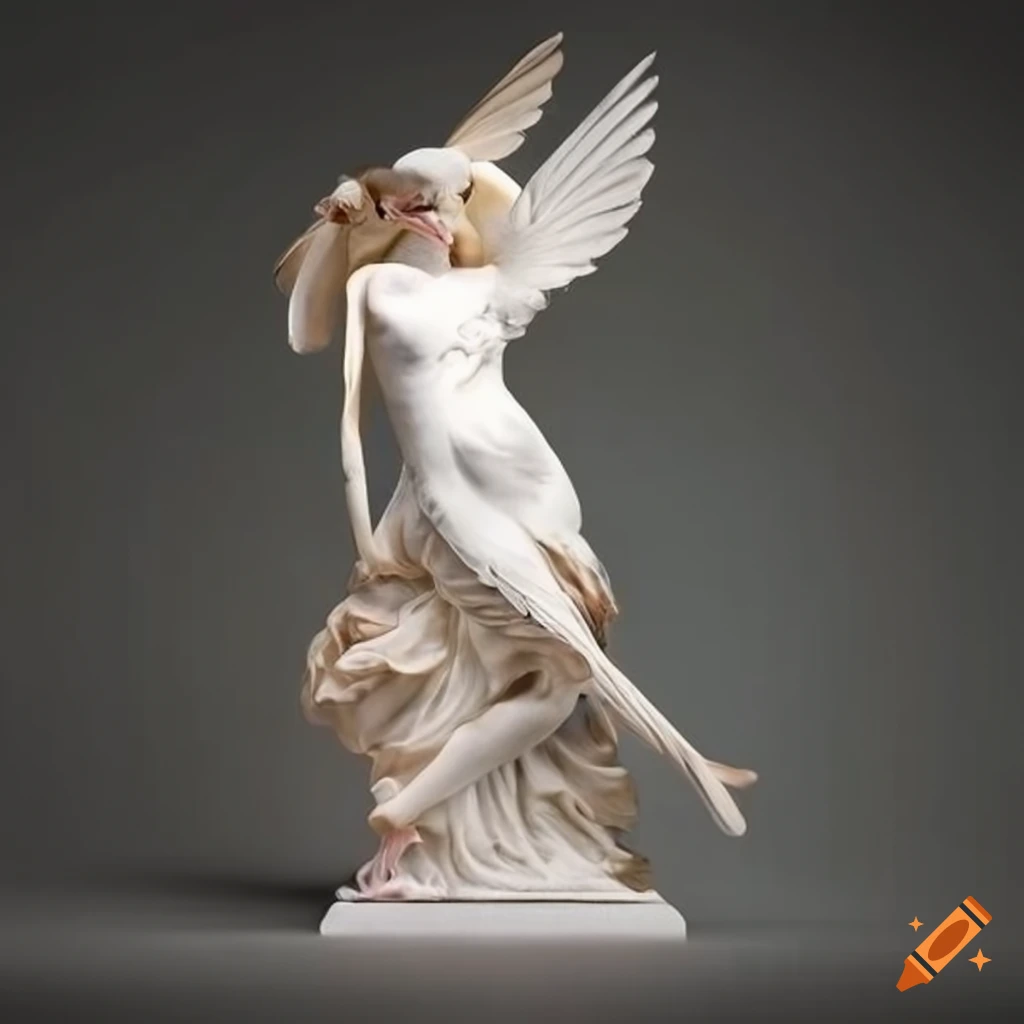 sculpture of white doves on silk