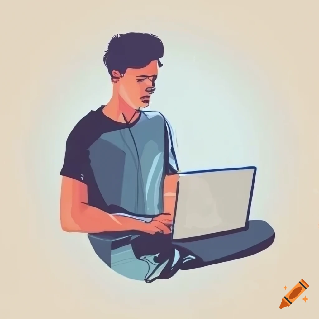 Sketch of a man programming on a laptop on Craiyon