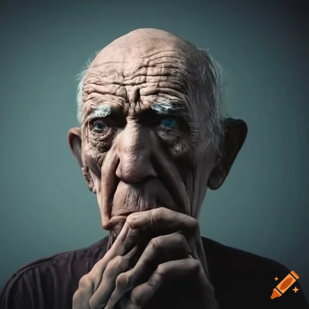 portrait of an anguished elderly man
