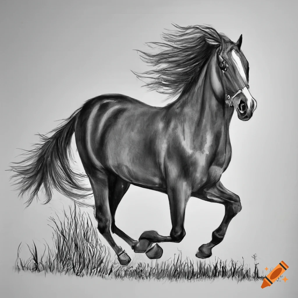 Running Gallop White Horse Sketch Portrait Stock Illustration - Download  Image Now - Horse, Sketch, Vector - iStock