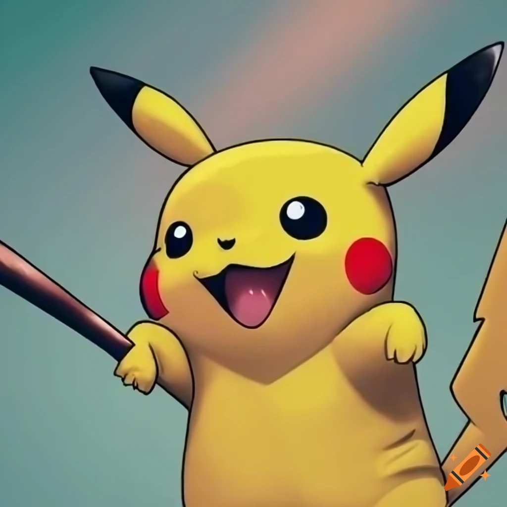 Pikachu playing baseball