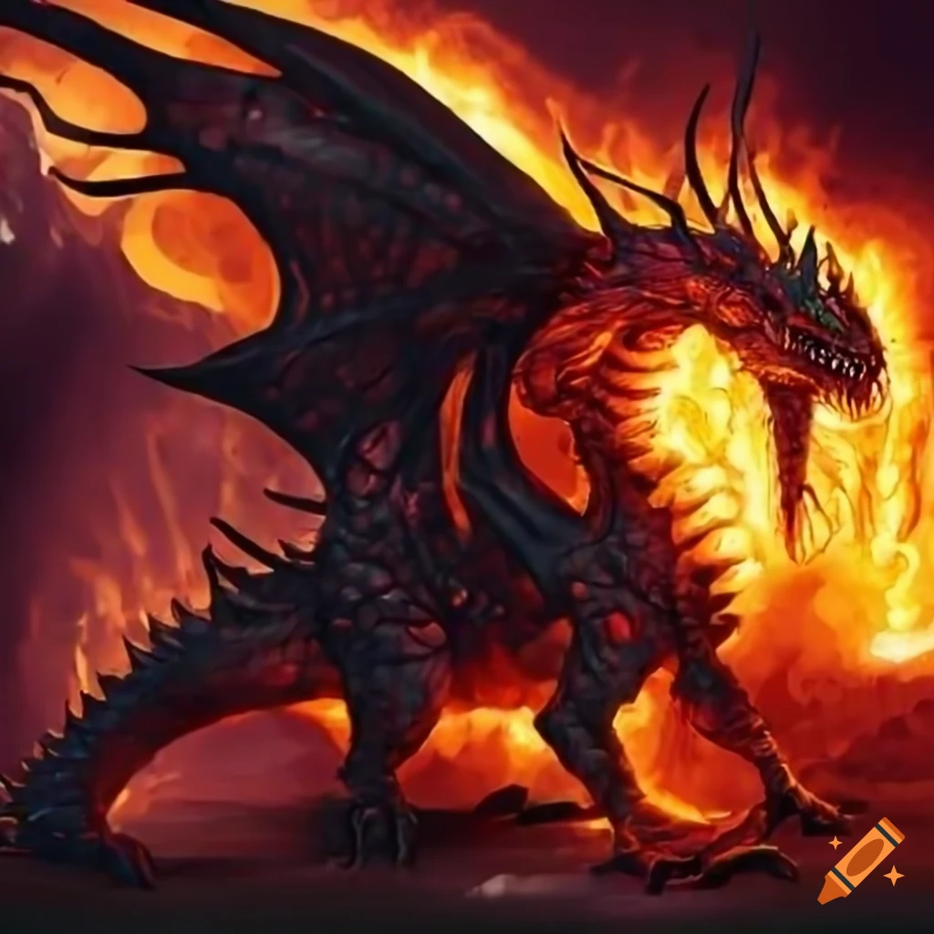 Artwork of a molten dragon on Craiyon