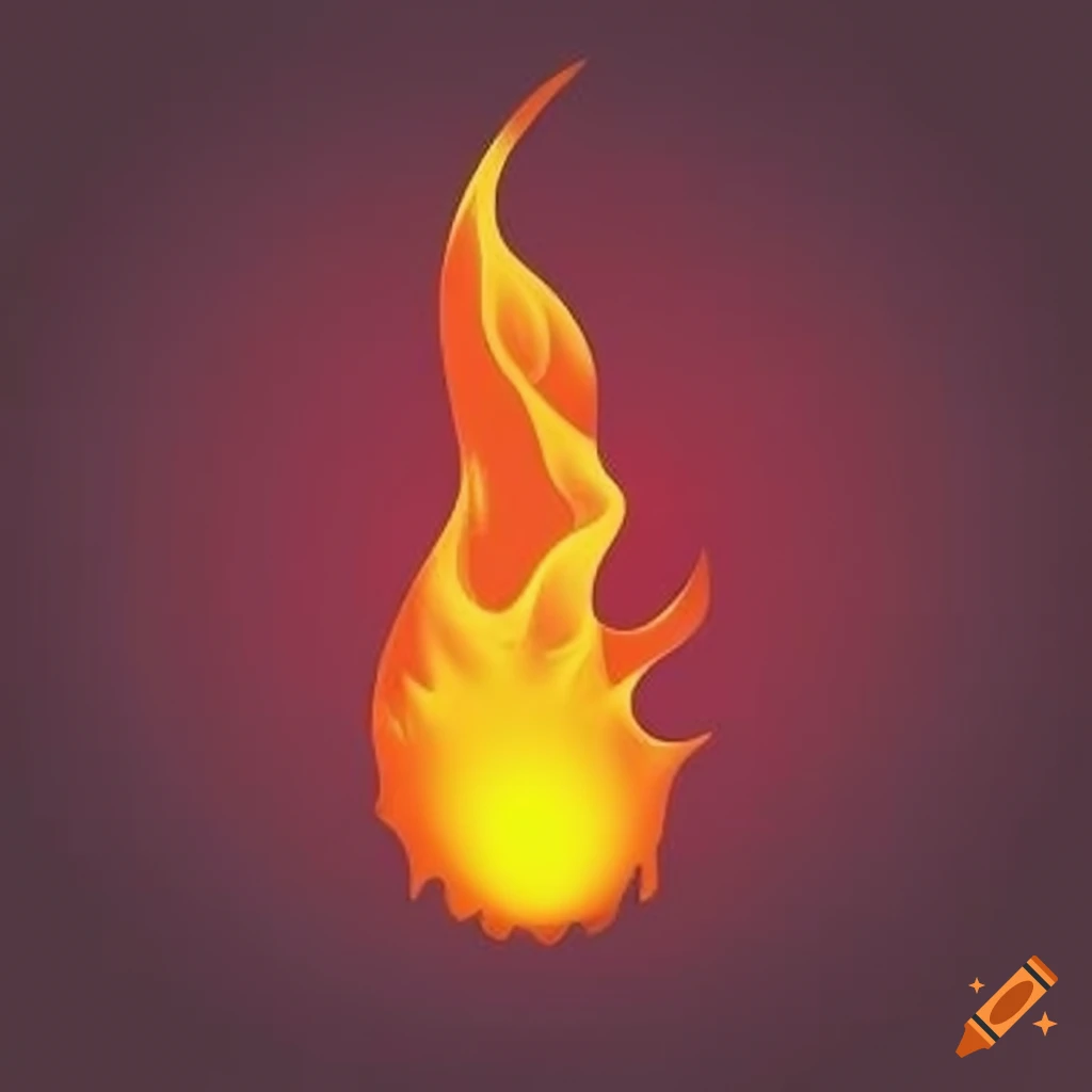 asymmetrical flame icon on a single-colored background