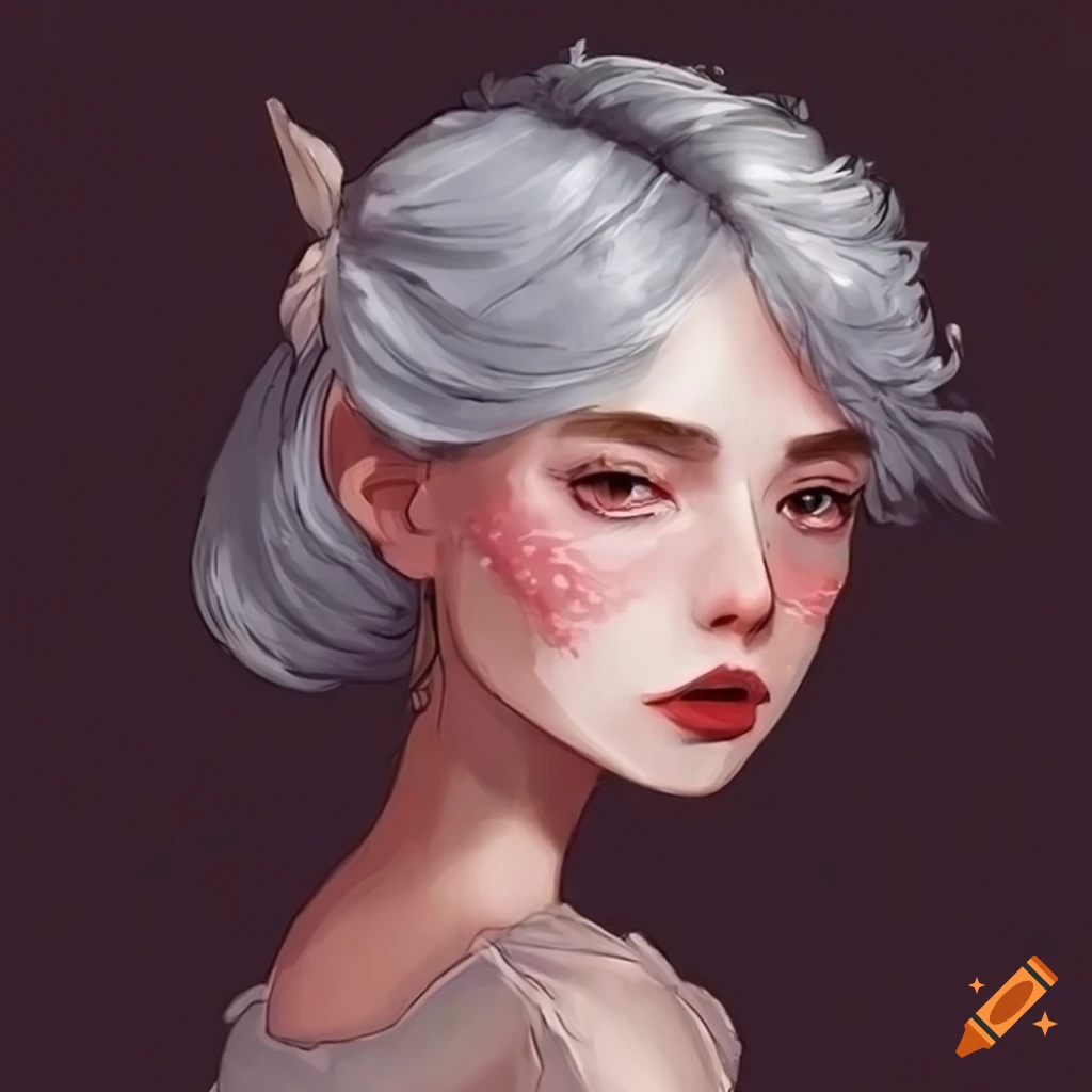 aesthetic illustration of a woman with silver hair