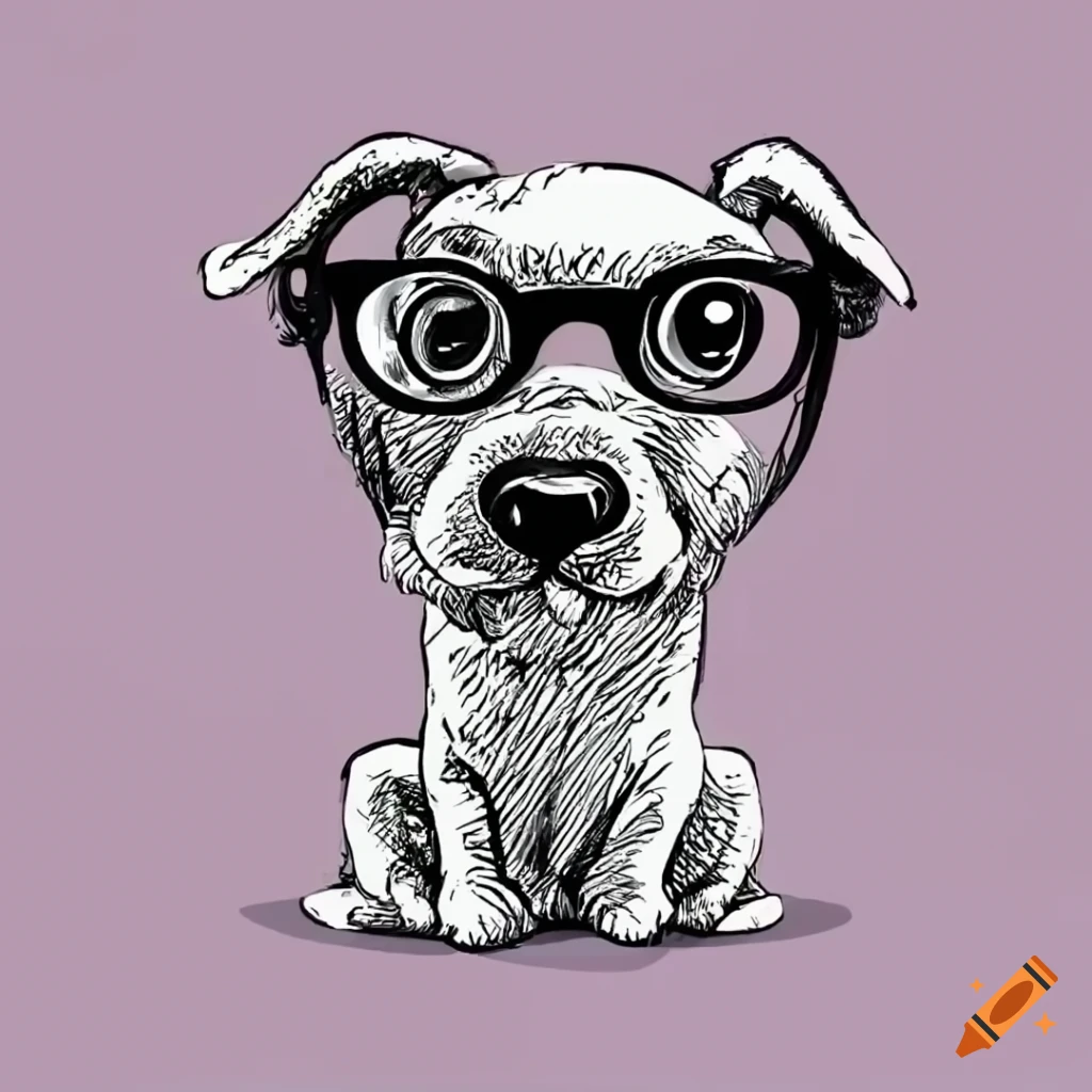 cute hand-drawn animation of a dog with glasses
