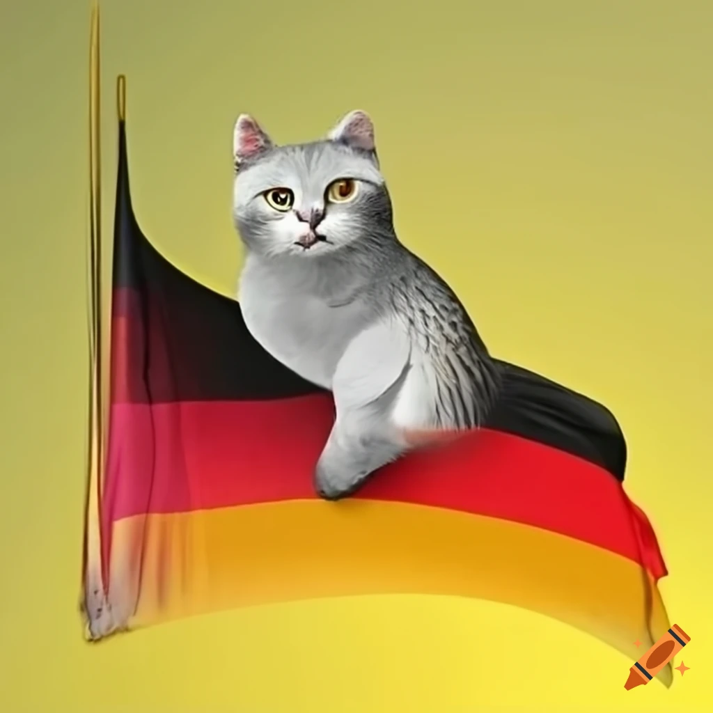 German flag with a pigeon and a cat