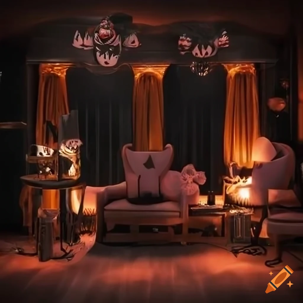 festive Halloween decorations in a beauty salon