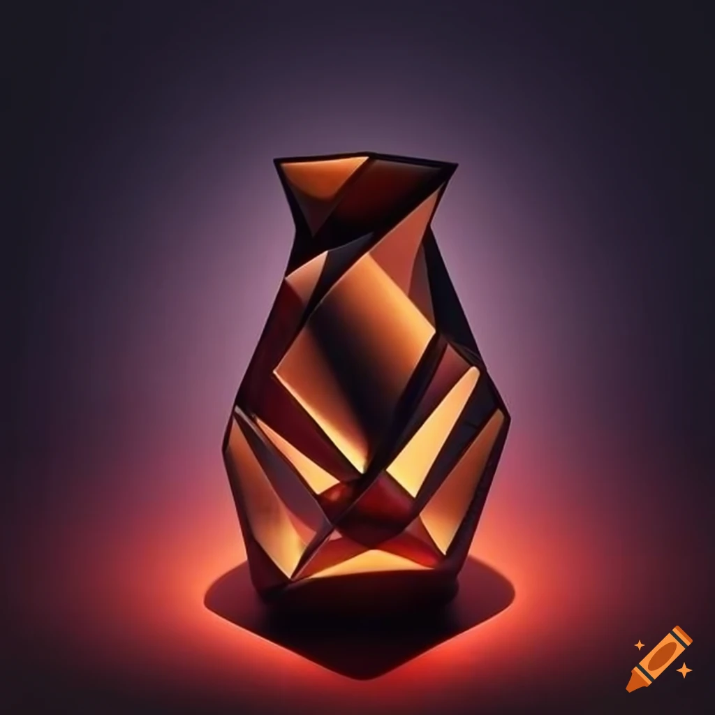 geometric vase with dramatic lighting