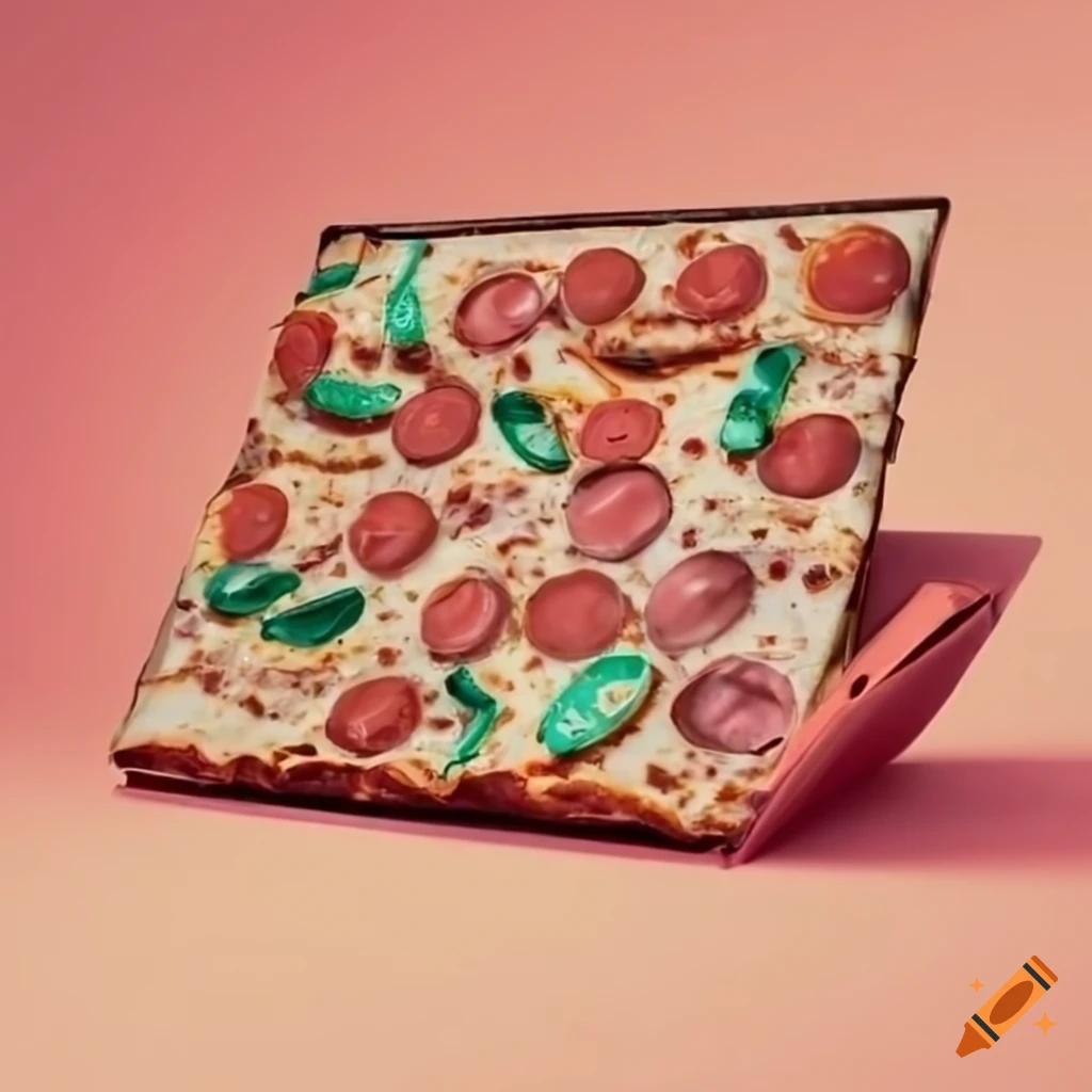 Laptop decorated with pizza box design