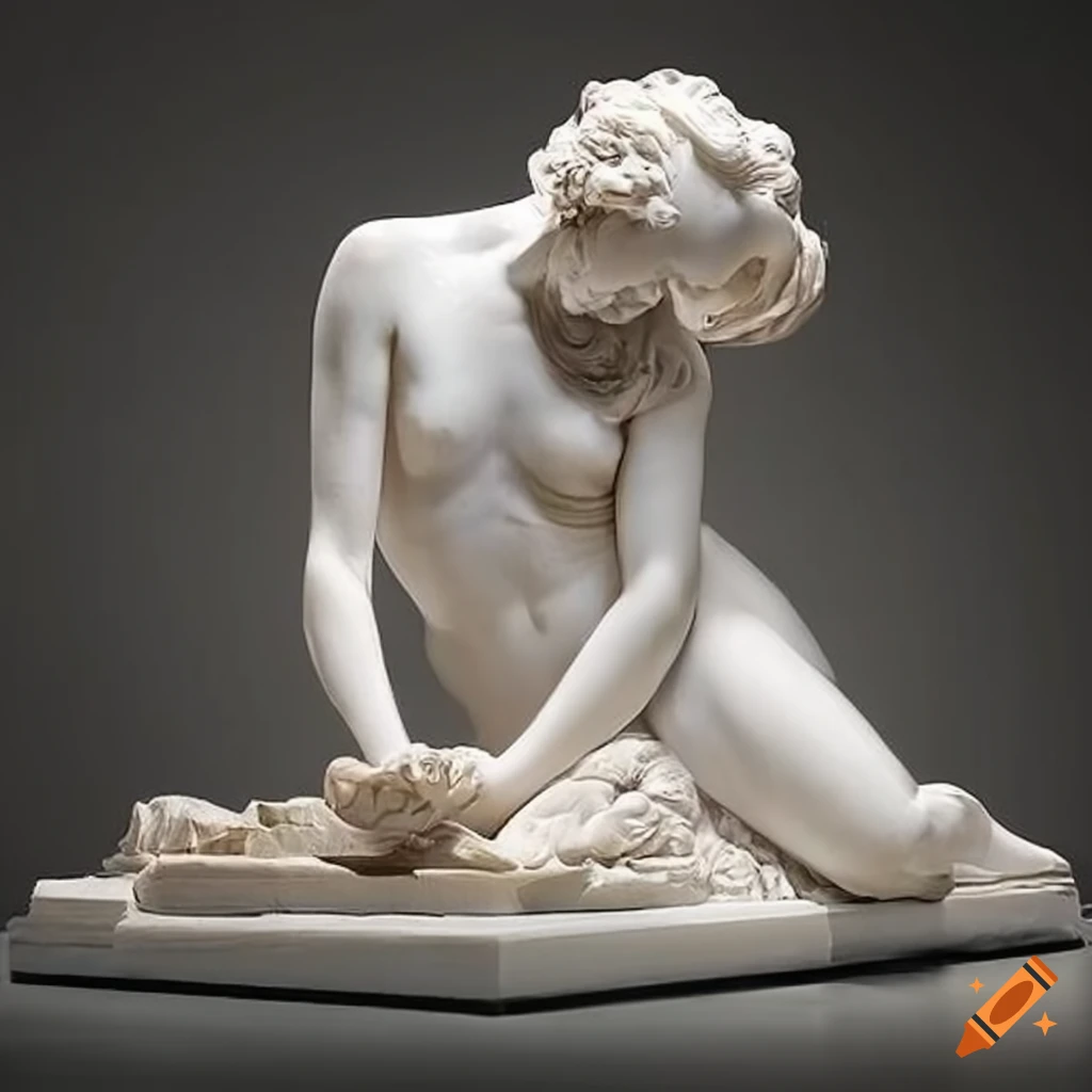 sculpture of a white figure lying down