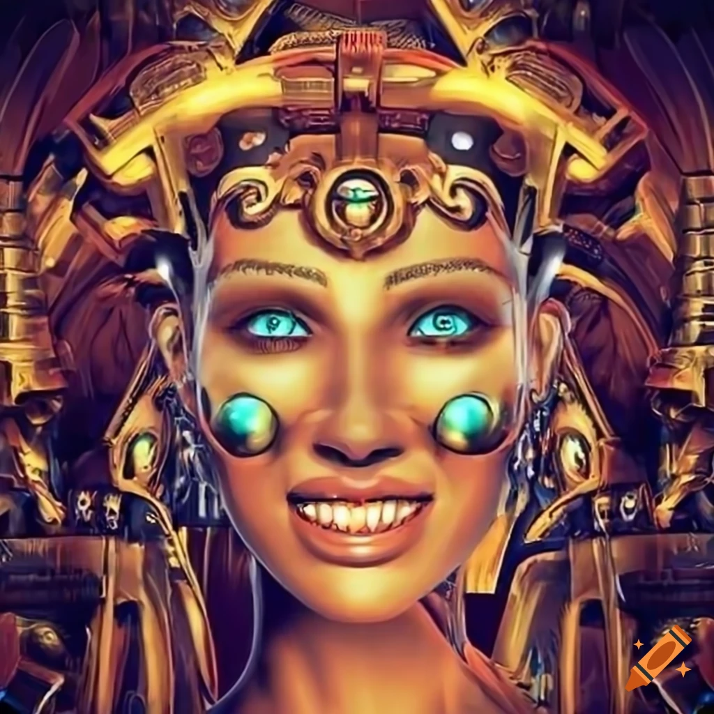 Smiling goddess of machines on Craiyon