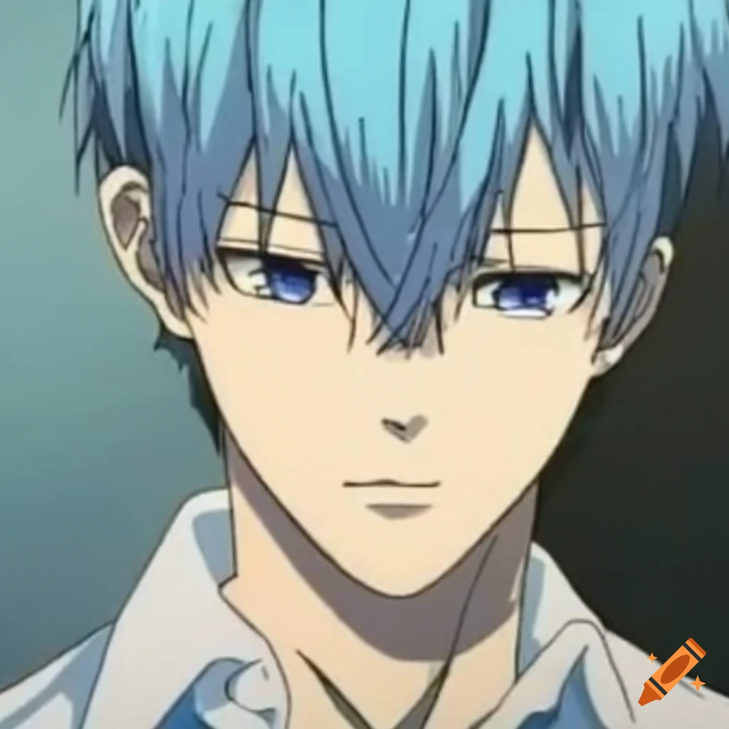 Image of a blue-haired anime boy on Craiyon