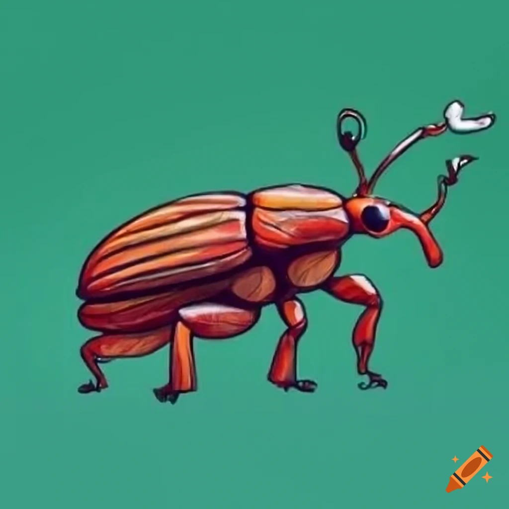 Minimalist drawing of a weevil on a bar stool