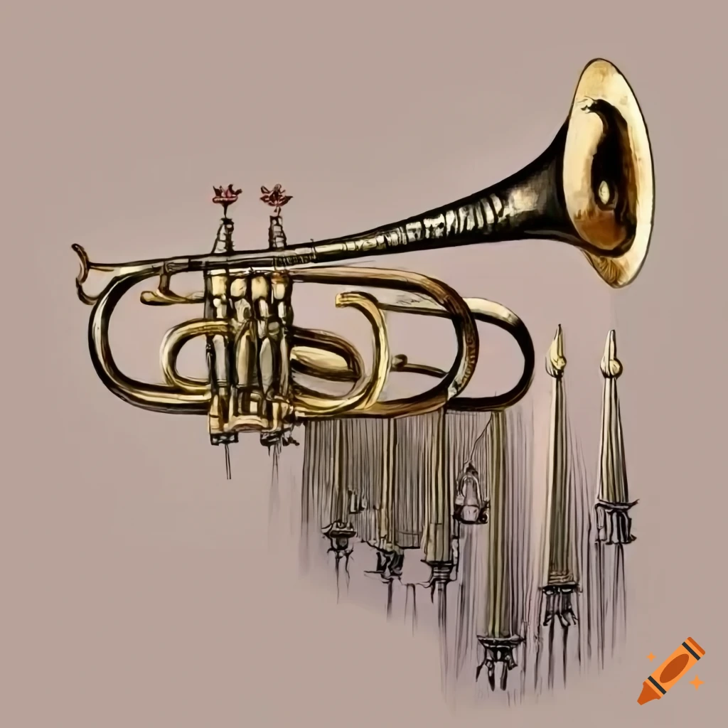 brass trumpet, festive painting on Craiyon