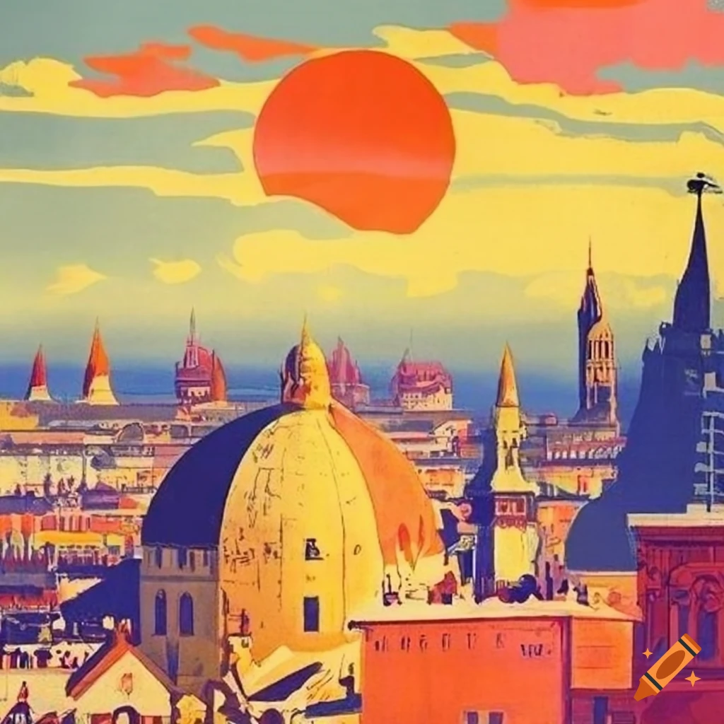 vintage travel poster artwork of Illyria