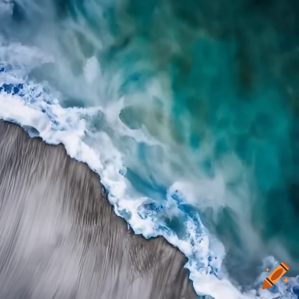 ocean wave crashing against gray marble countertop
