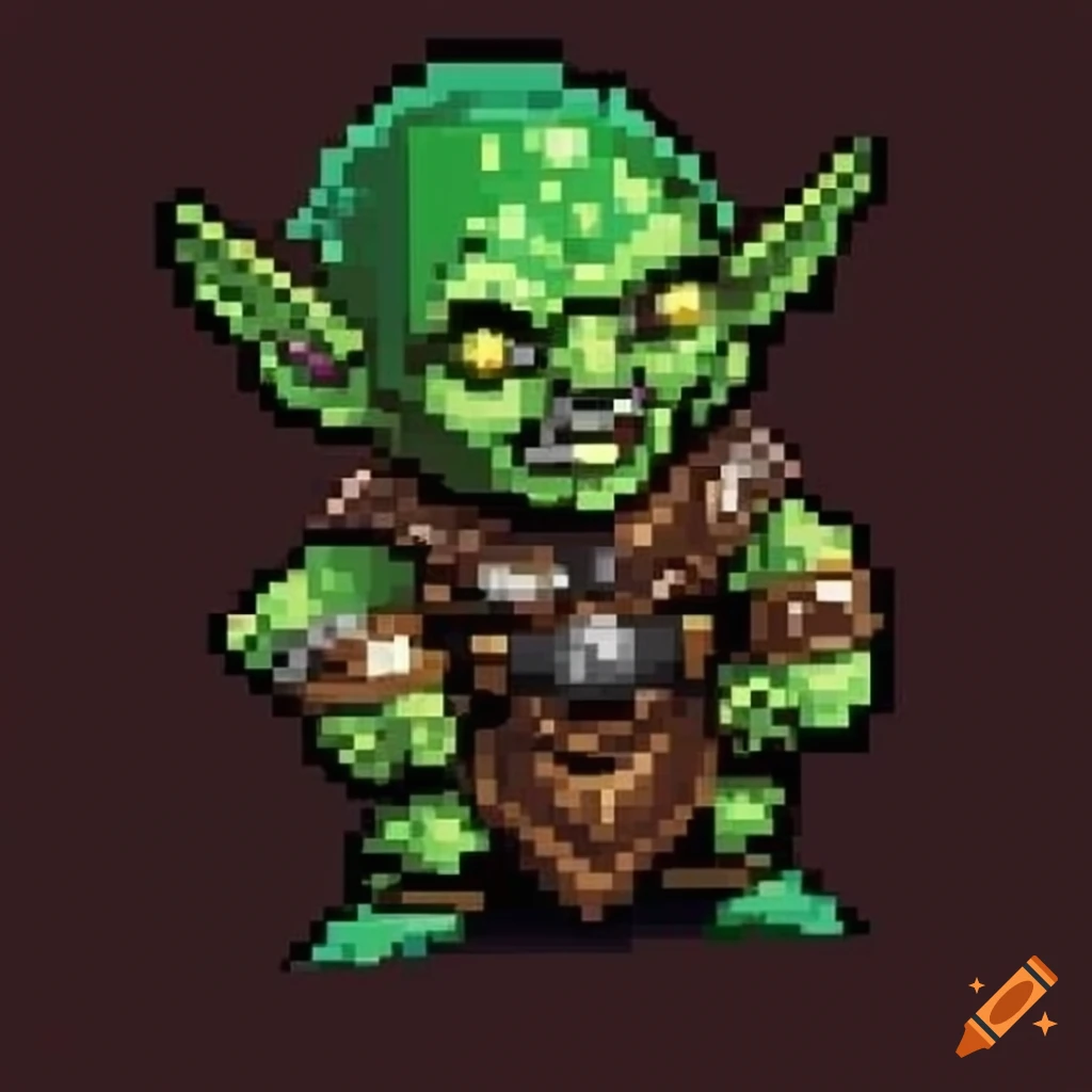 Pixel art of a goblin character for an rpg game