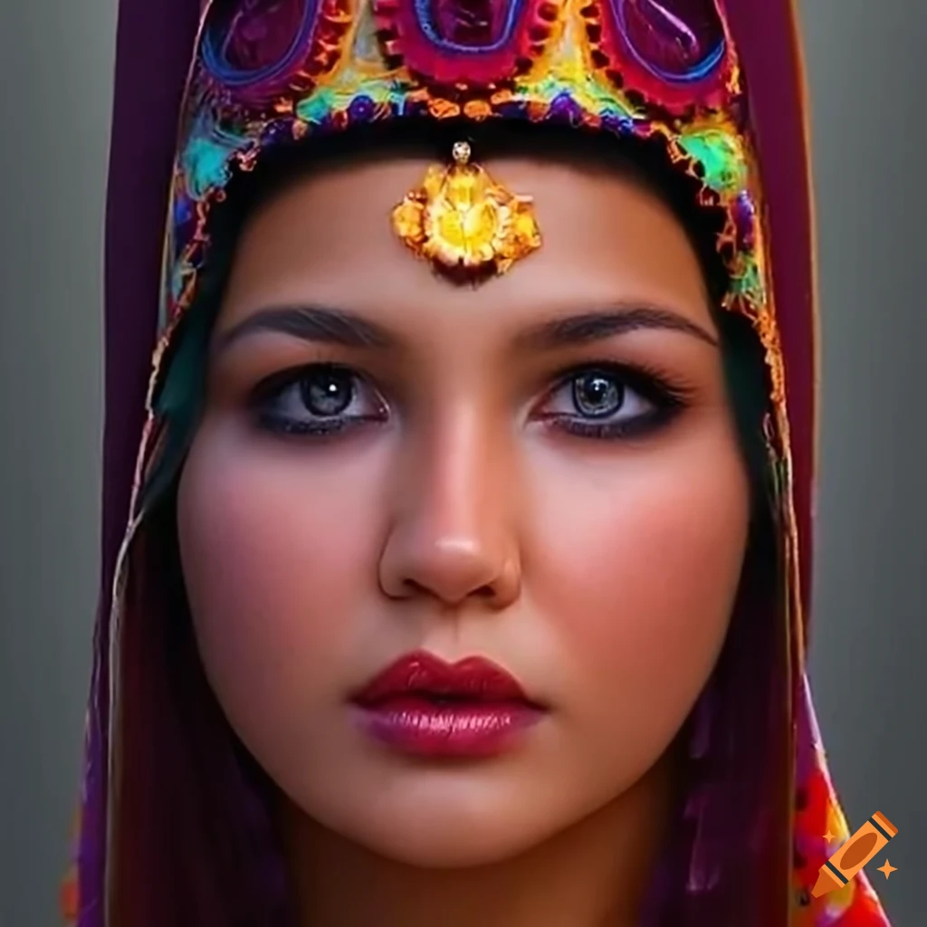 hyperrealistic portrait of a woman at a mountain lake sunset
