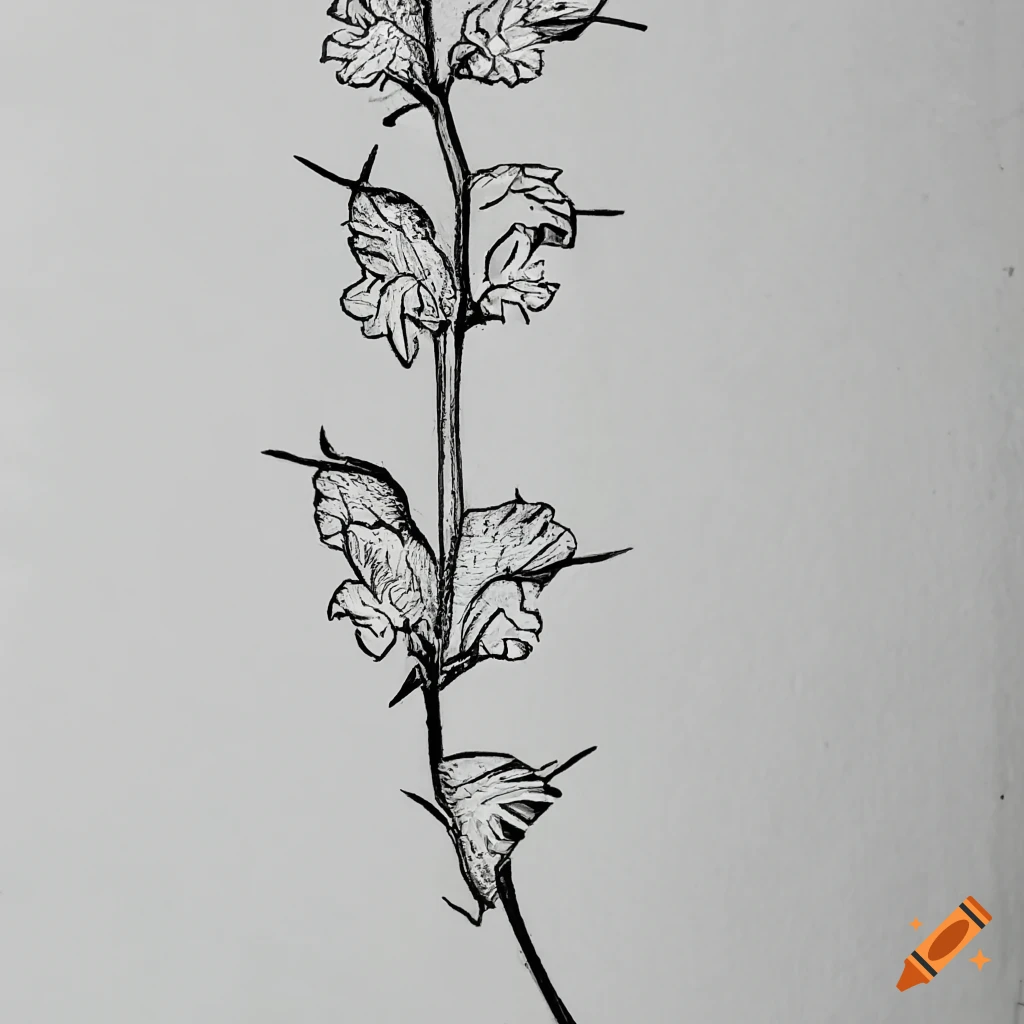 Black and white vine drawing on Craiyon