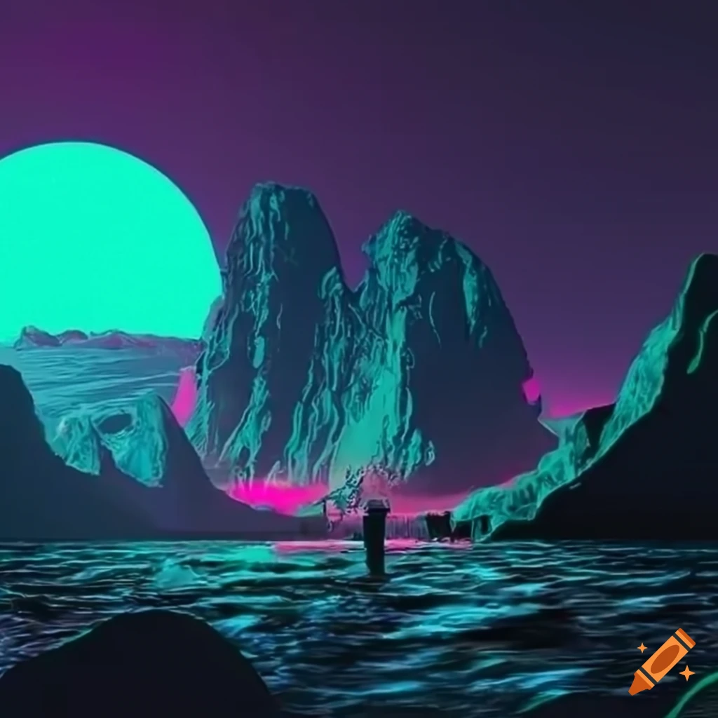 Vaporwave Inspired Landscape Artwork