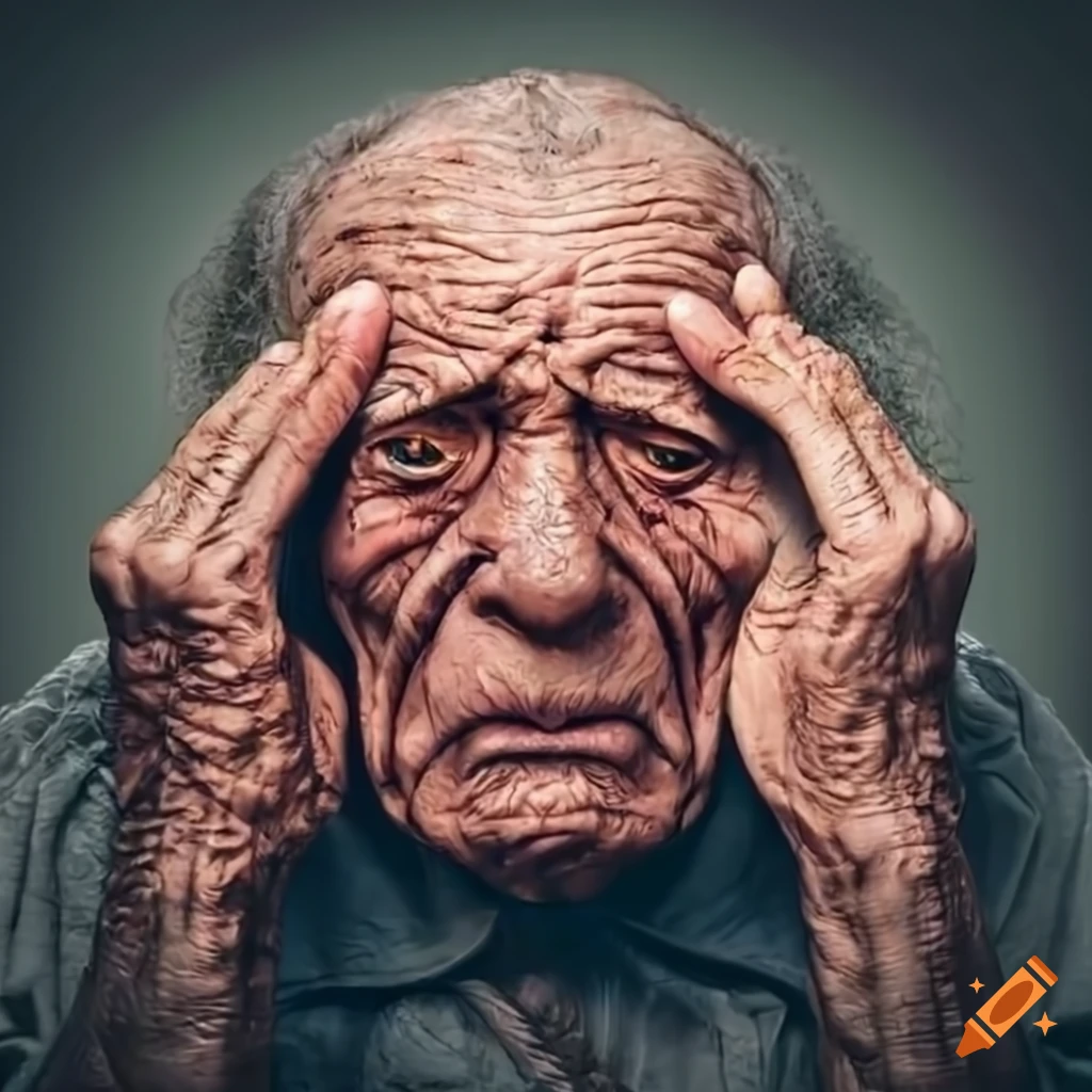 portrait of an anguished elderly man
