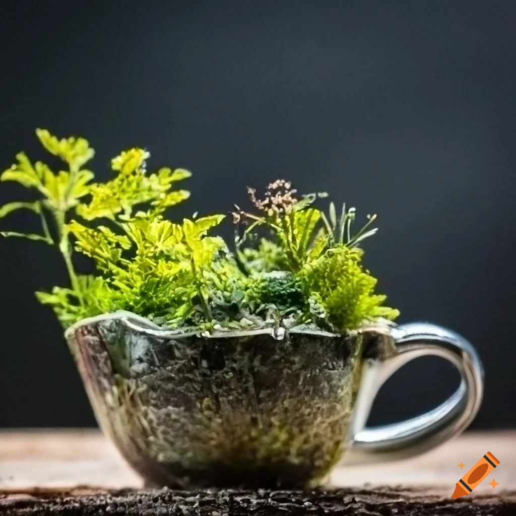 miniature vegetation inside a cup