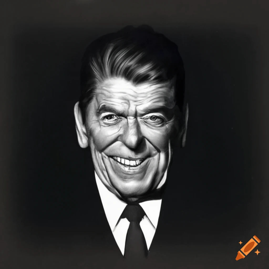 Caricature of ronald reagan with exaggerated features