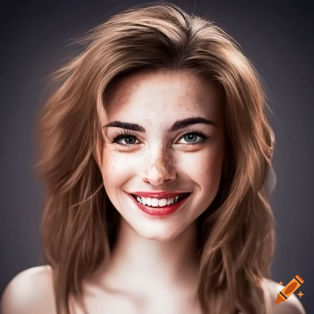portrait of a beautiful woman with freckles and brown hair