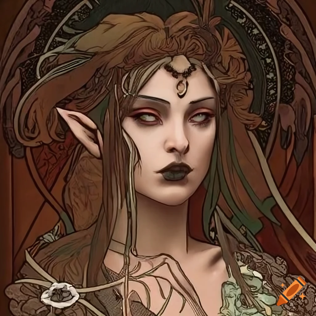 Dark female elf with braided hair on Craiyon