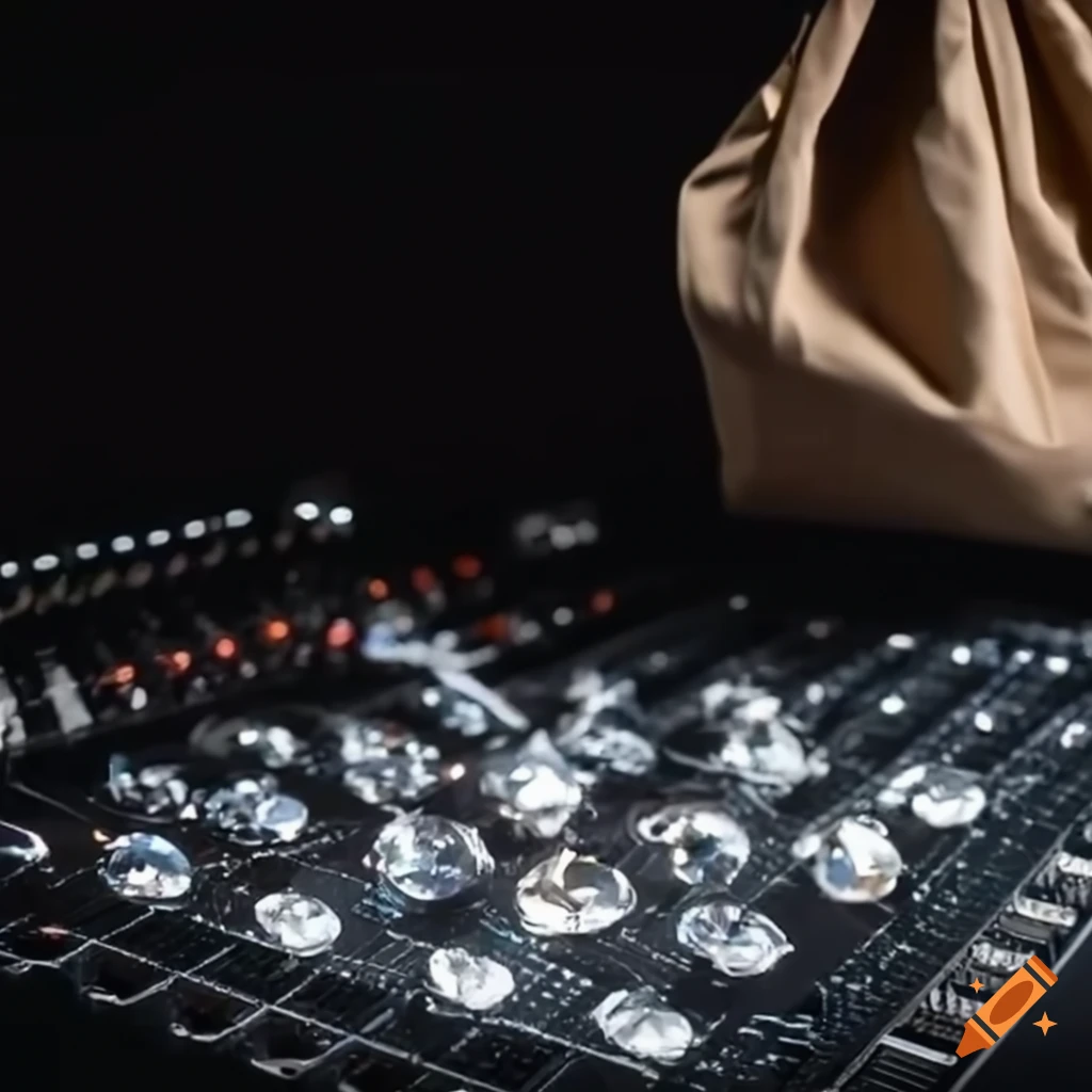diamonds spilling on a mixing board