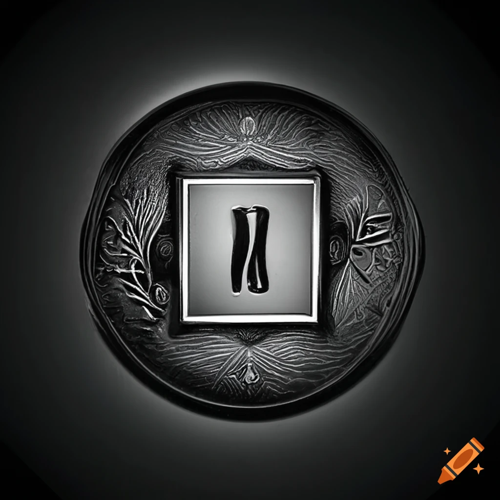 detailed monochrome medal of Gemini sign