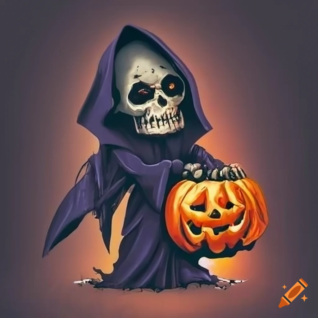 Image of a Grim Reaper with a jack-o-lantern on Craiyon
