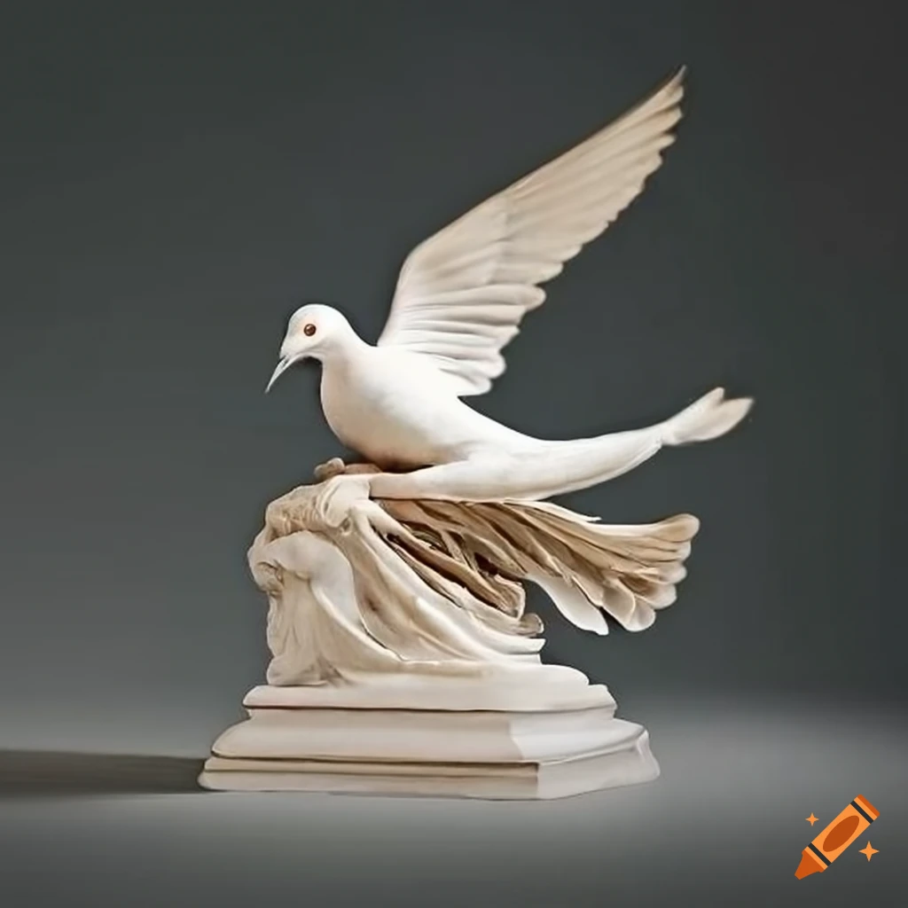 Sculpture of a resting white dove on Craiyon
