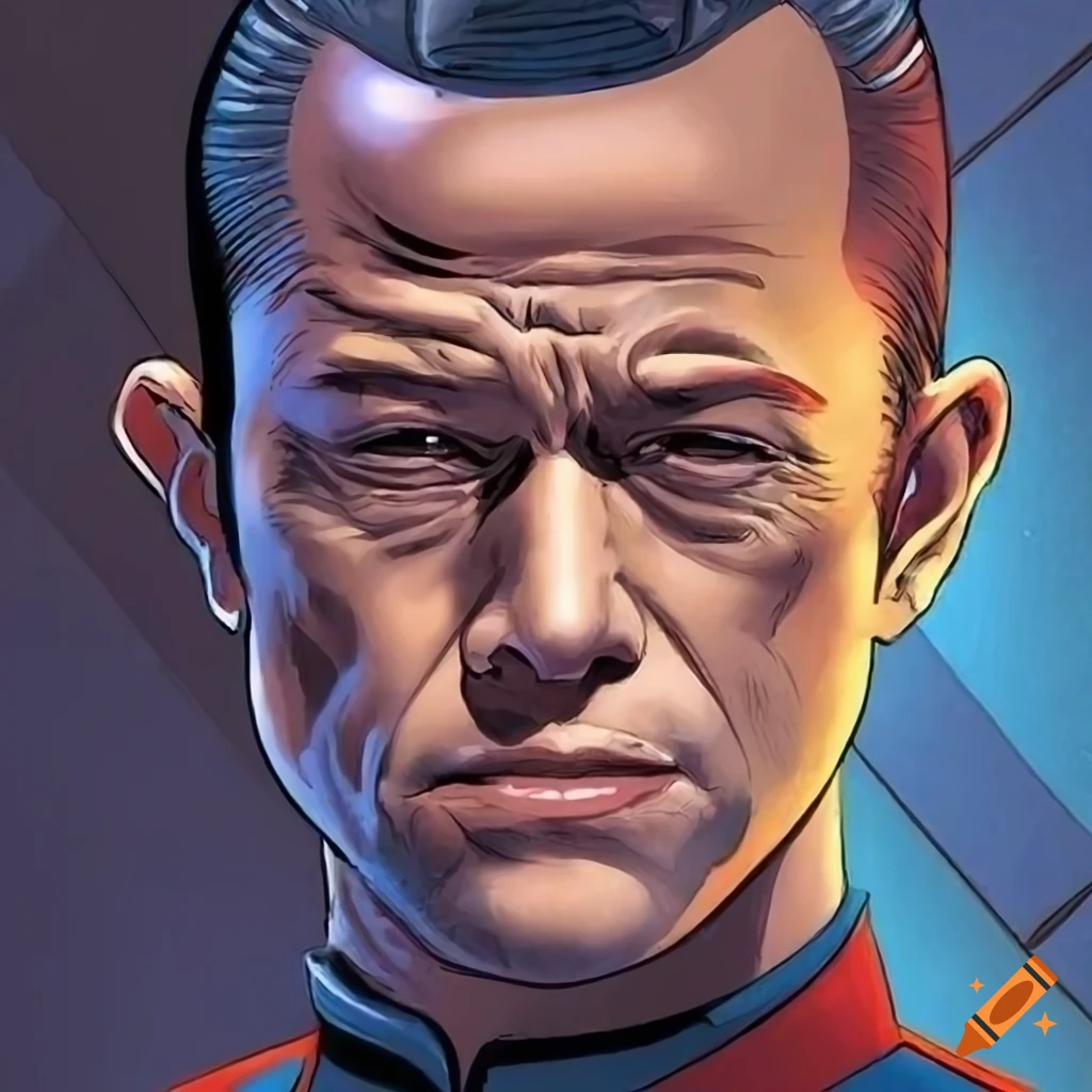 Comic book style illustration of joseph gordonlevitt as captain of the