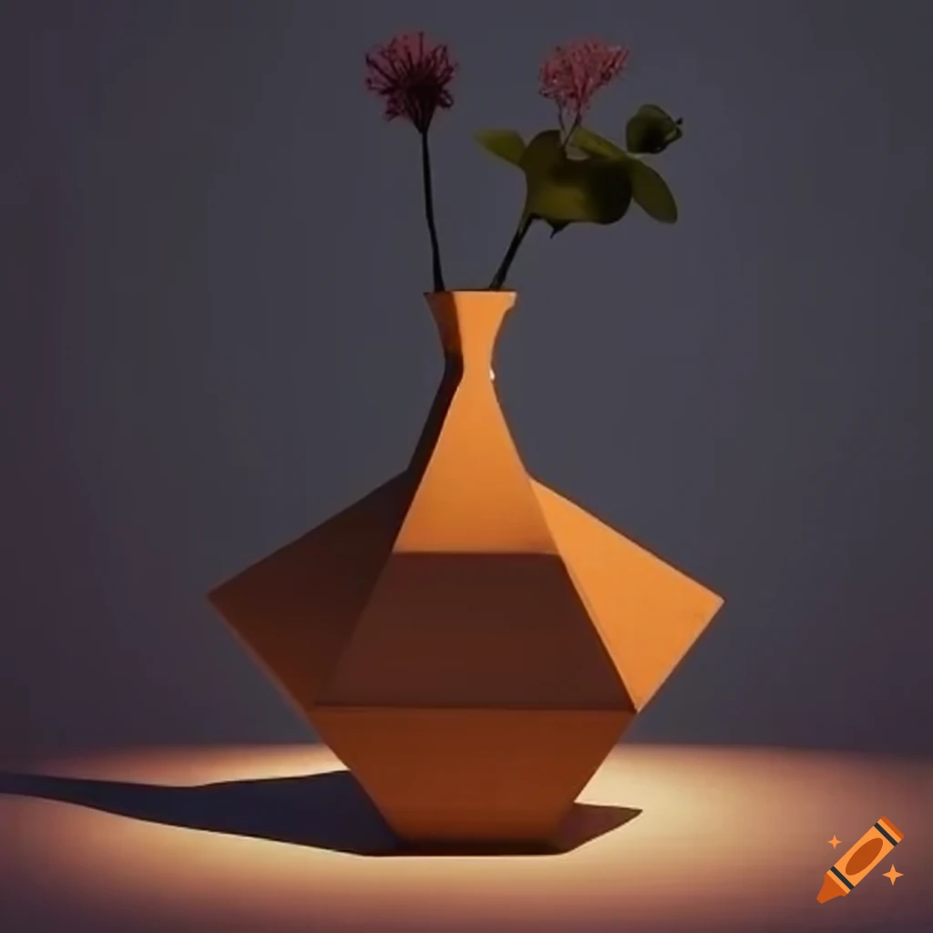 cubist vase with dramatic lighting