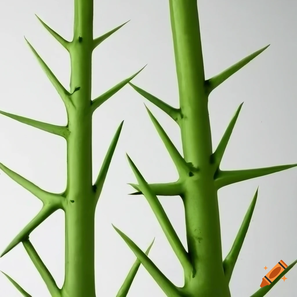 Plaster art of green stems with thorns on Craiyon