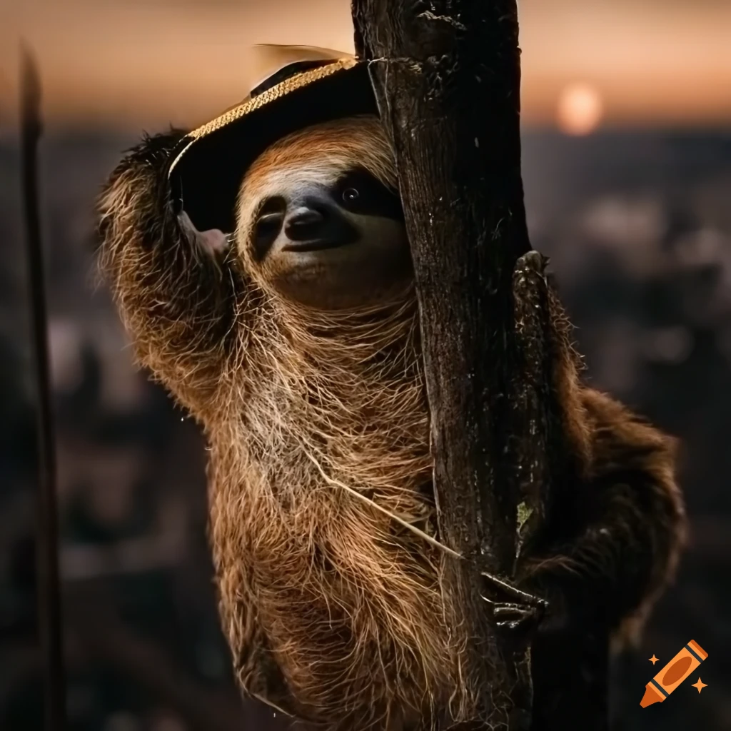 digital art of a dapper sloth with a panama hat