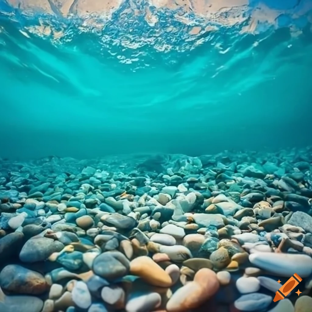 Greek beach with crystal clear water and pebbles on the shore