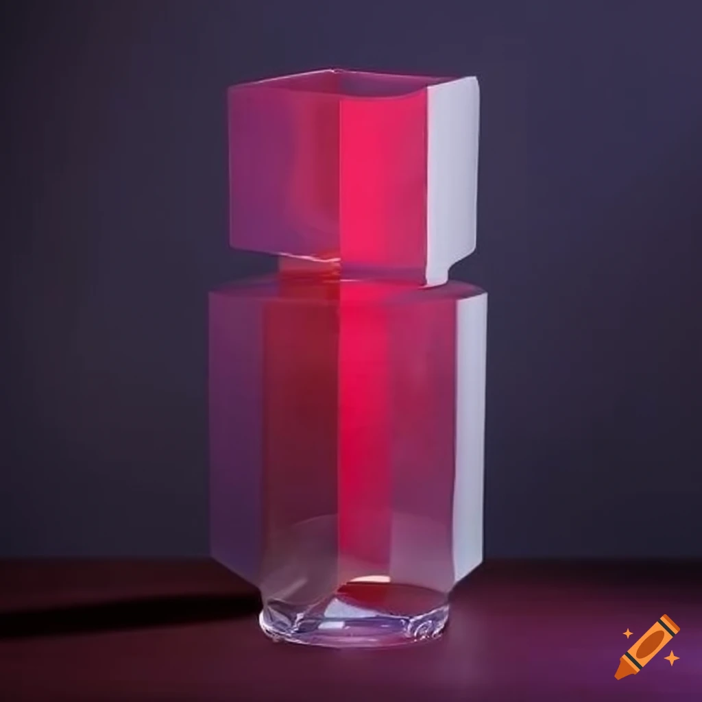 dramatic lighting on a glass vase in a cubist style