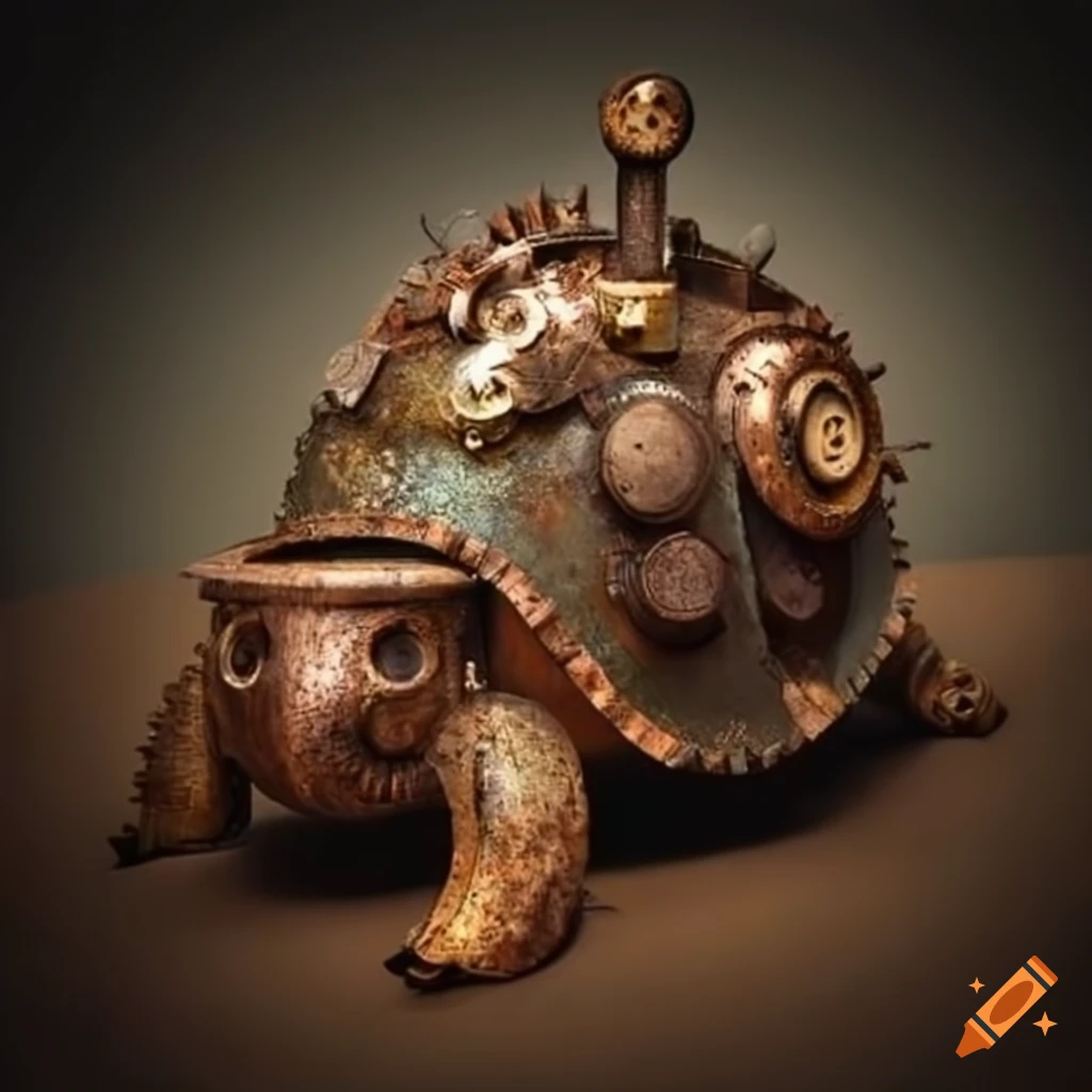 rusty steampunk turtle machinery